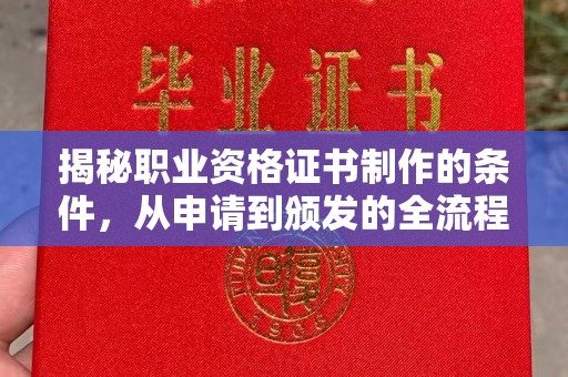 西城揭秘职业资格证书制作的条件，从申请到颁发的全流程解析