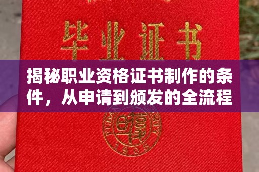 西城揭秘职业资格证书制作的条件，从申请到颁发的全流程解析