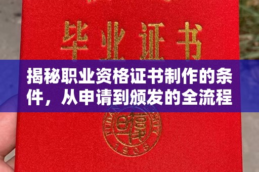 西城揭秘职业资格证书制作的条件，从申请到颁发的全流程解析